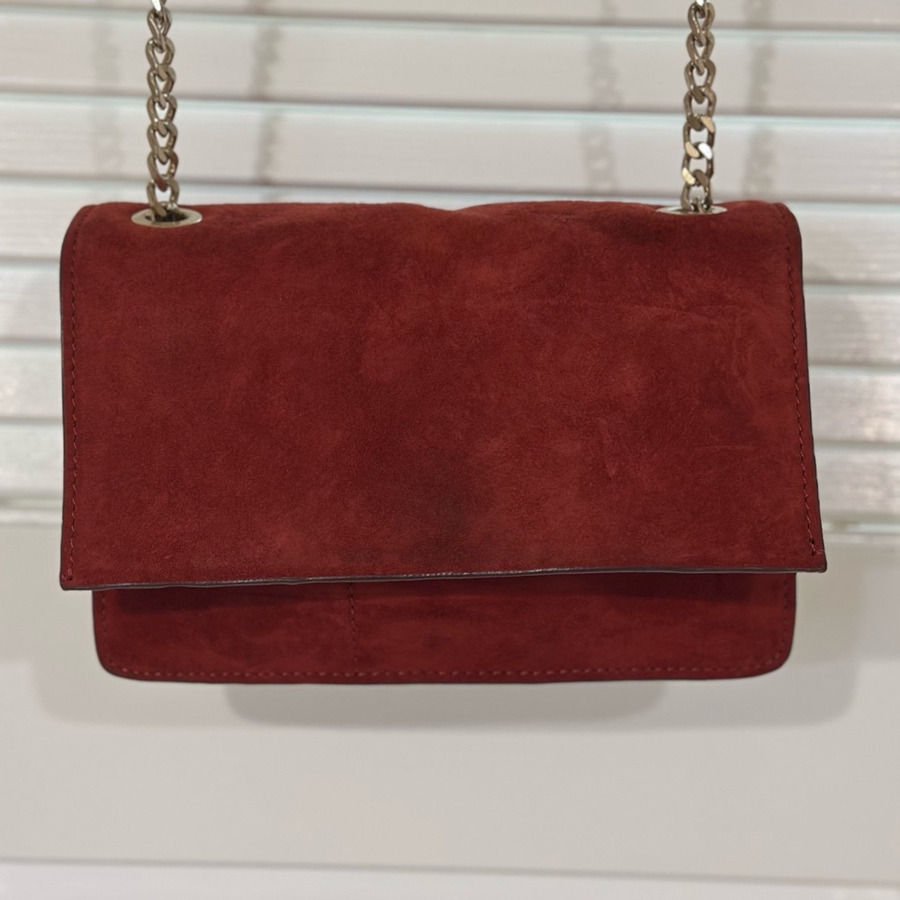 Zara Red Suede Chain Shoulder Bag